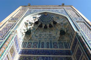 Intricate detail of the Bibi-Khanym Mosque, Samarkand. Image by L Denniff