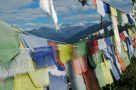 Prayer flag surrounding Peace Pagoda, Seramathang. Image by P Smith