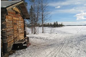 Log cabin in Lapland wilderness