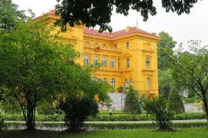 French Colonial building, sightseeing tour of Hanoi