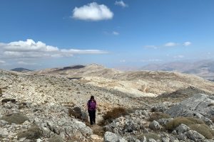 Walking through the rough terrain on the Elamni walk