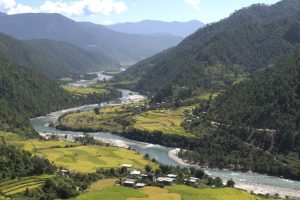 River flowing through the Punakha Valley