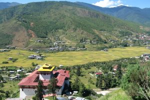 View of Paro Valley and dzong, Bhutan