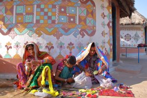 The colourful local women in the village of Bhurj,