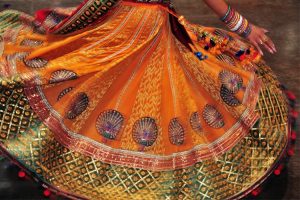 Colourful skirt in motion, Navratri Festival