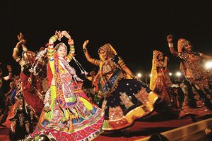 Women dancing and celebrating at Navratri Festival
