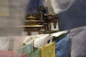 Prayer flags and Tiger's Nest Monastery
