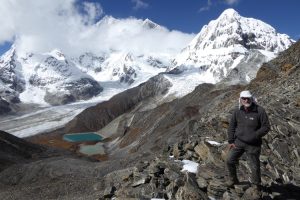 Steve with Gangkar Punsum in the distance