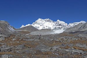 View of Gangkar Punsum on trek to col, Zhigeyphu Valley