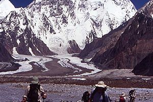 Trekkers with views of K2. Image by J Turner