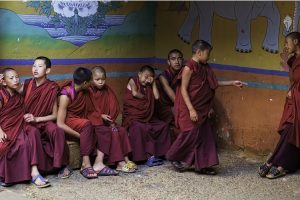 Young monks at Paro Dzong. Image by N McCooke