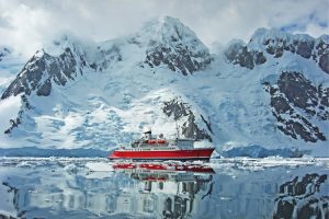M/S Expedition sailing through the icy Antarctic landscape
